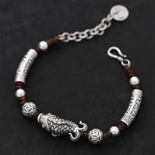 Prás Bracelet, Éisc, dath airgid antique plátáilte, seanré & unisex, Fad Thart 7 Inse, Díolta De réir PC