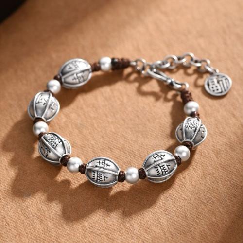 Prás Bracelet, dath airgid antique plátáilte, seanré & unisex, Fad Thart 7 Inse, Díolta De réir PC