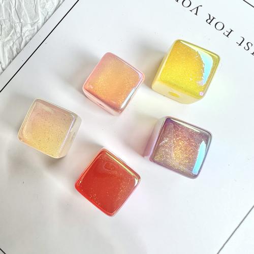 Plated Acrylic Beads Square UV plating DIY mixed colors 14mm Approx Sold By Bag