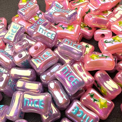 Plated Acrylic Beads Rectangle DIY & enamel mixed colors Approx Sold By Bag