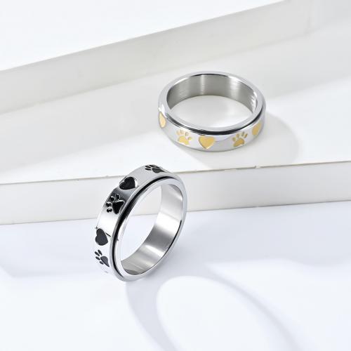 Enamel Stainless Steel Finger Ring 304 Stainless Steel polished & for woman width 6mm Sold By PC