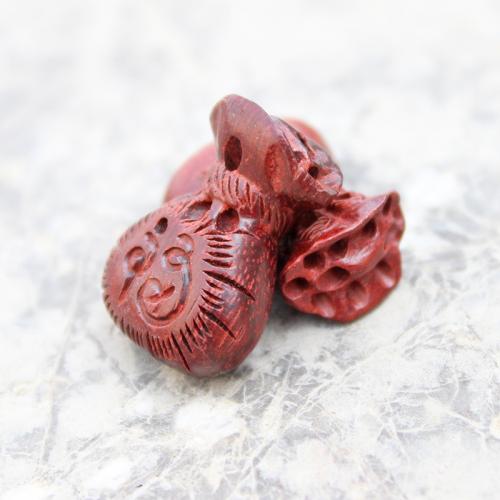 Wood Pendants Sandalwood Money Bag Carved DIY red Sold By PC