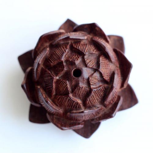 Træperler, Sandeltræ, Flower, Carved, du kan DIY, rødbrun, 47x28mm, Solgt af PC