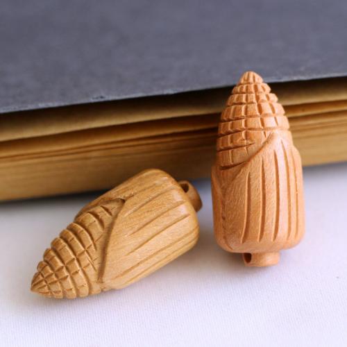 Wood Pendants Peach Wood Corn Carved DIY yellow Sold By PC