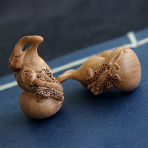 træ Vedhæng, Fersken træ, Calabash, Carved, du kan DIY, gul, 40x20mm, Solgt af PC