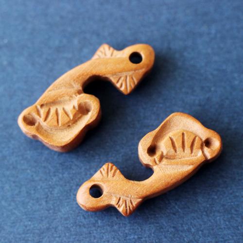 Fersken træ Connector, Carved, du kan DIY, gul, 20x15x5mm, Solgt af PC