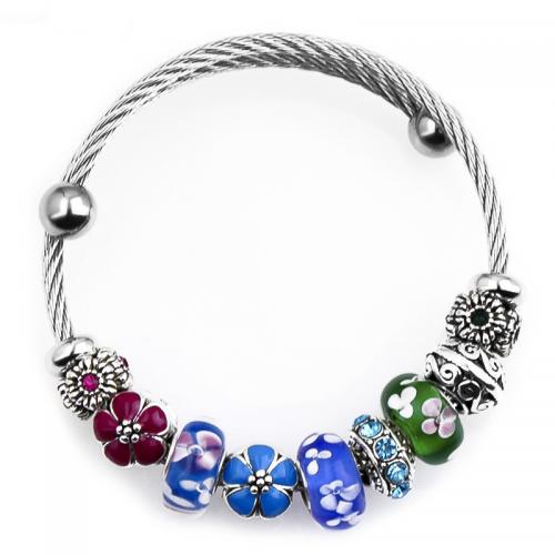 European Bracelet, Sinc Alloy, le Lampwork, jewelry faisin & do bhean, Trastomhas Istigh:Thart 55mmmm, Díolta De réir PC