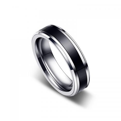 alliage de tungstène bague, poli, bijoux de mode & normes différentes pour le choix & pour homme, noire, protéger l'environnement, sans nickel, plomb et cadmium, wide:6mm, Vendu par PC