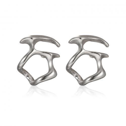 Zinc Alloy Stud Earring fashion jewelry & for woman & hollow silver color nickel lead & cadmium free Sold By Pair