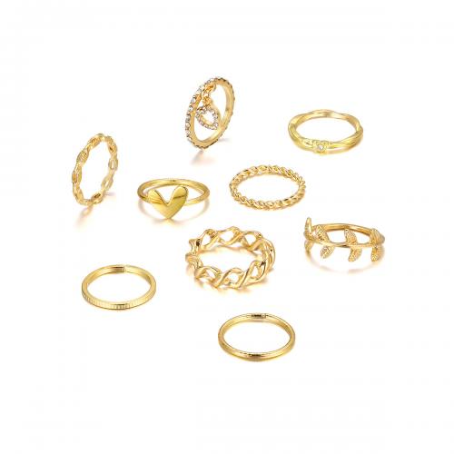 Zinc Alloy Ring Set with Crystal 9 pieces & fashion jewelry & for woman gold nickel lead & cadmium free Sold By Set