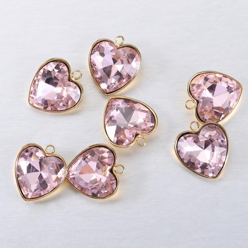 Stainless Steel Heart Pendants 304 Stainless Steel with Crystal DIY nickel lead & cadmium free Sold By Bag