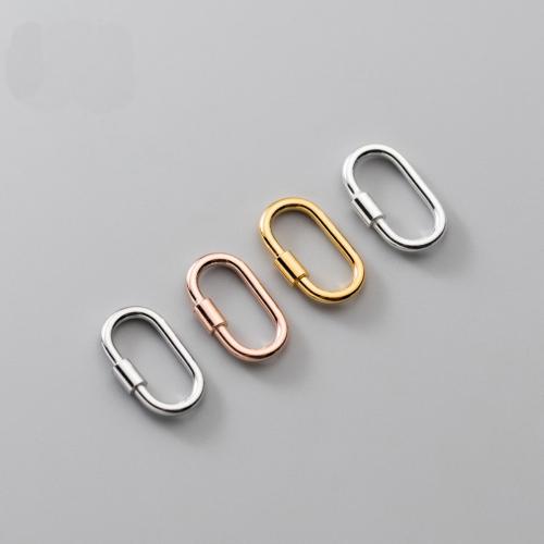 925 sterline d'argento Fanculo Carabiner Lock Charms, DIY & cavo, 14.80x8.50x1.50mm, Foro:Appross. 1.2mm, Diametro interno:Appross. 5x11.8mm, Venduto da PC