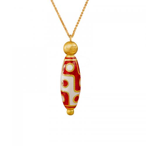 laiton collier, avec agate Tibétaine, Motif géométrique, Placage de couleur d'or, bijoux de mode & pour femme, plus de couleurs à choisir, Longueur Environ 18 pouce, Vendu par PC