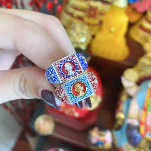 Brass Cuff Finger Ring Character plated vintage & Unisex & enamel US Ring Sold By PC