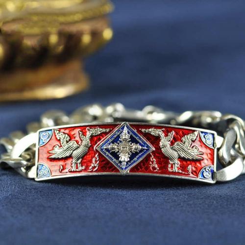 Brass Bracelet silver color plated Unisex & enamel Sold By PC