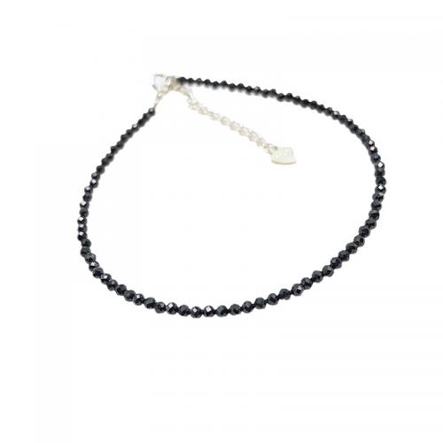 اسود + سبينيل سوار, مع فضة 925, مجوهرات الموضة & للمرأة, beads length 2mm, طول تقريبا 6.3 بوصة, تباع بواسطة PC