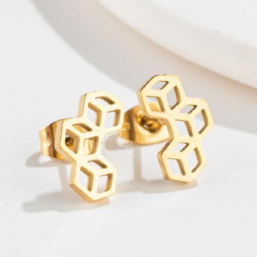 Stainless Steel Stud Earrings 304 Stainless Steel Vacuum Ion Plating fashion jewelry & for woman & hollow Sold By Bag