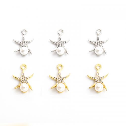 Sinc Alloy Rhinestone Pendants, le Pearl Plaisteacha, Star, plátáilte, DIY & le rhinestone, dathanna níos mó le haghaidh rogha, 14.50x20mm, Díolta De réir PC