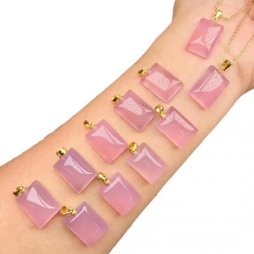 Chalcedoon hangers, roze Calcedony, met Messing, Geometrisch Patroon, gold plated, DIY, 10x20mm, Verkocht door PC