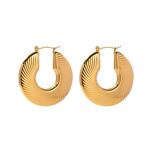 Acier inoxydable Levier Retour Earring, Acier inoxydable 304, Plaqué or 18K, bijoux de mode & pour femme, doré, 42x40mm, Vendu par paire