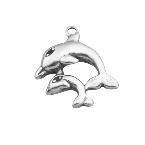 Rustfrit stål Animal Pendler, 304 rustfrit stål, Dolphin, poleret, mode smykker & Unisex, oprindelige farve, 22x19.50mm, Hole:Ca. 1.5mm, Solgt af PC