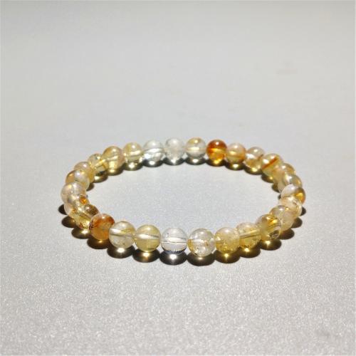 Bracelets quartz, perles de citrine, Rond, bijoux de mode & unisexe & normes différentes pour le choix, Jaune, Longueur Environ 18 cm, Vendu par PC