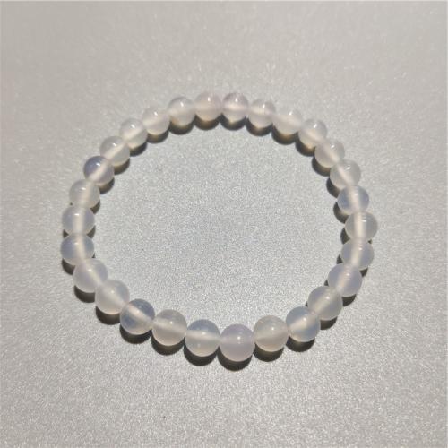 Bracelet de bijou en agate , agate blanche, Rond, bijoux de mode & unisexe & normes différentes pour le choix, blanc, Longueur Environ 18 cm, Vendu par PC