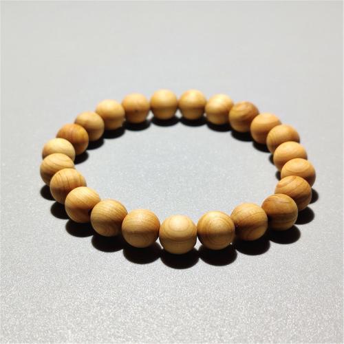 Pulsera Mala, Thuja Sutchuenensis, Esférico, Joyería & unisexo & diverso tamaño para la opción, amarillo de tierra, longitud aproximado 18 cm, Vendido por UD