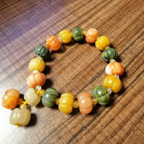 Pulseras de piedras preciosas, Encendedor Imperial Jade, Calabaza, Joyería & para mujer, más colores para la opción, 12mm, longitud aproximado 18 cm, Vendido por UD