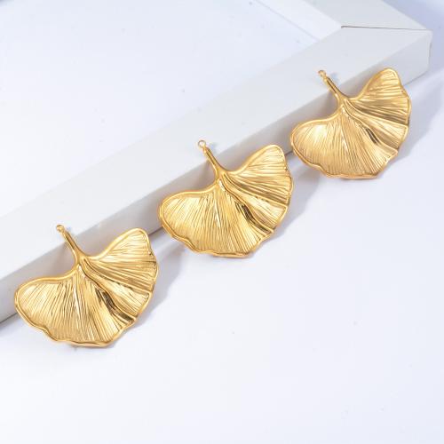 Roestvrij stalen sieraden Hangers, 304 roestvrij staal, Ginkgo Leaf, gold plated, DIY, meer kleuren voor de keuze, 45x35mm, 5pC's/Bag, Verkocht door Bag