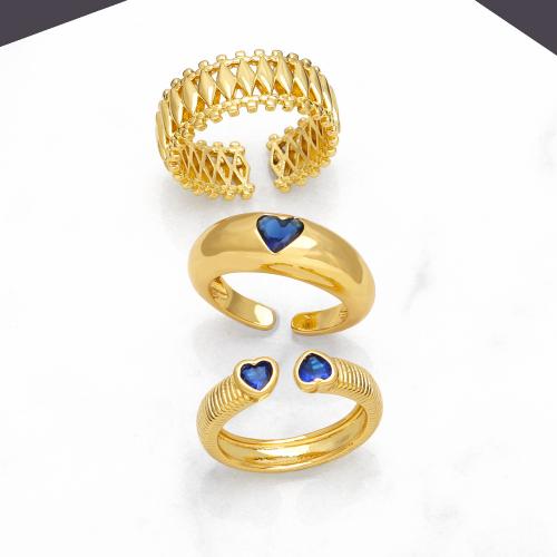 Kubieke Circonia Micro Pave Brass Ring, Messing, plated, mode sieraden & verschillende ontwerpen voor de keuze & micro pave zirconia, meer kleuren voor de keuze, nikkel, lood en cadmium vrij, Ring inner diameter:17mm, Verkocht door PC