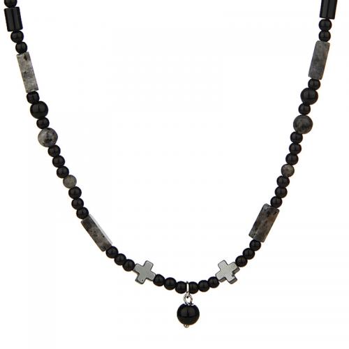 Collier en laiton, Alliage de cuivre, avec Pierre naturelle, avec 5CM chaînes de rallonge, Placage, styles différents pour le choix & pour femme, noire, Longueur Environ 40 cm, Vendu par PC