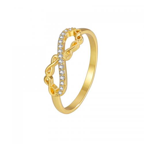 Cubic Zirconia Micro Pave Brass Ring plated & micro pave cubic zirconia & for woman golden Sold By PC