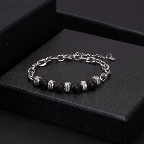 Pareja pulsera y brazalete, acero inoxidable 304, con Piedra natural, con 5cm extender cadena, Joyería & diferentes materiales para la opción & unisexo, libre de níquel, plomo & cadmio, longitud aproximado 18 cm, Vendido por Par