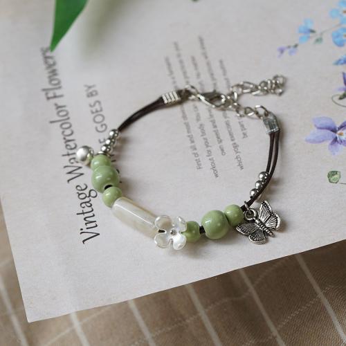 Pulsera de Porcelana, con Cordón de cera & aleación de zinc, hecho a mano, Joyería & para mujer, más colores para la opción, longitud aproximado 15-20 cm, Vendido por UD