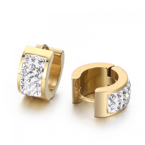 Huggie Orecchino ad anello, 304 acciaio inox, gioielli di moda & per la donna & con strass, nessuno, 13x7mm, Venduto da coppia