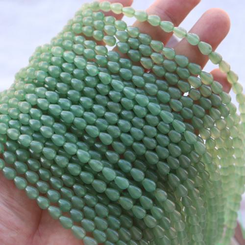 Aventurine χάντρες, Πράσινη Aventurine, Teardrop, γυαλισμένο, DIY, πράσινος, 5x7mm, Περίπου 55PCs/Strand, Sold Per Περίπου 39 cm Strand