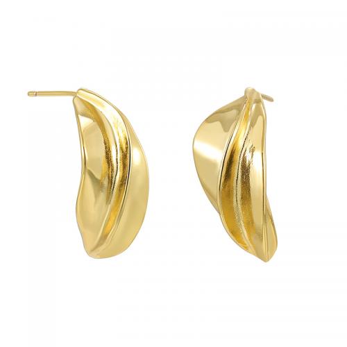 Brass Stud Earring plated for woman golden Sold By Pair