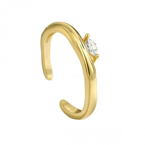 Kubieke Circonia Micro Pave Brass Ring, Messing, plated, micro pave zirconia & voor vrouw, gouden, Maat:7, Verkocht door PC