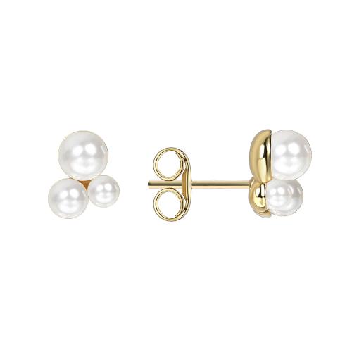 Ottone stallone orecchino, with Shell Pearl, placcato, per la donna, dorato, Venduto da coppia