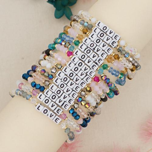 Pulseras de Cristal, con metal & Acrílico, chapado en color dorado, Joyería & para mujer, más colores para la opción, longitud aproximado 18 cm, Vendido por UD