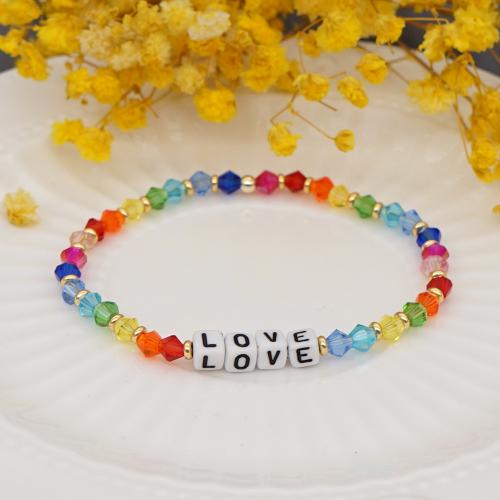 Pulseras de Cristal, con metal & Acrílico, chapado en color dorado, Joyería & para mujer, más colores para la opción, longitud aproximado 18 cm, Vendido por UD