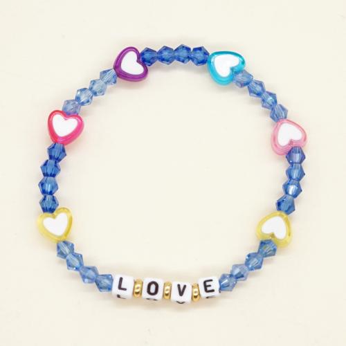 Pulseras de Cristal, con metal & Acrílico, Corazón, chapado en color dorado, Joyería & para mujer, más colores para la opción, longitud aproximado 18 cm, Vendido por UD