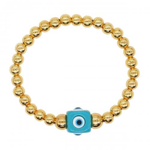 Bracelet Evil Eye bijoux, alliage de zinc, avec chalumeau, cadre, Placage de couleur d'or, bijoux de mode & unisexe, plus de couleurs à choisir, protéger l'environnement, sans nickel, plomb et cadmium, 12mm, Longueur Environ 17.5 cm, Vendu par PC