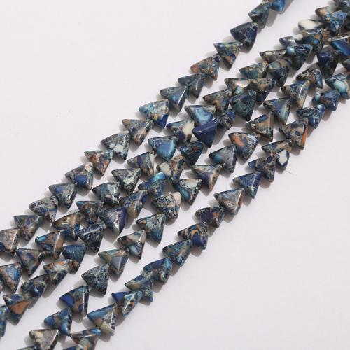 Edelsteen Sieraden Kralen, Indruk Jasper, Driehoek, DIY, donkerblauw, 10mm, Per verkocht Ca 38 cm Strand