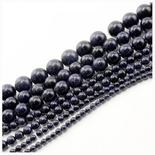 Natural Blue Goldstone Beads Blue Sandstone Round DIY dark blue Sold Per Approx 38 cm Strand