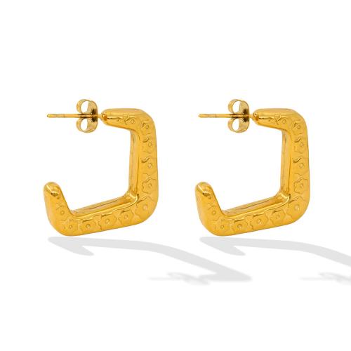 Roestvrij staal Stud Earrings, 304 roestvrij staal, Letter C, mode sieraden & voor vrouw, gouden, 25x6mm, Verkocht door pair