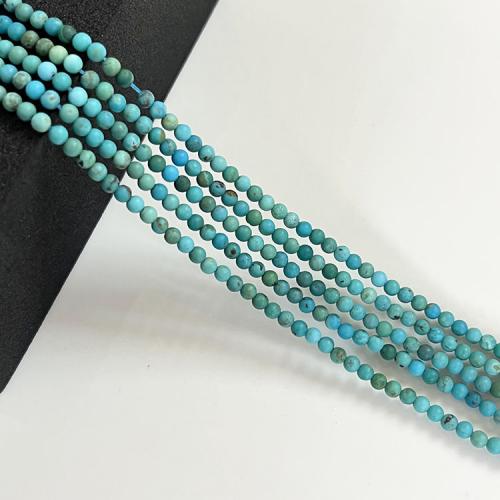 Perles turquoises, turquoise naturelle, Rond, DIY, vert, Length about 2.9-3mm, Environ 130PC/brin, Vendu par Environ 39 cm brin