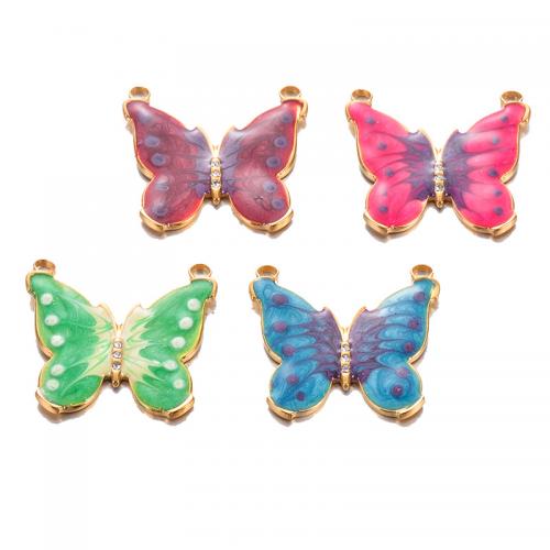 Stainless Steel Animal Pendants 304 Stainless Steel Butterfly gold color plated DIY & enamel Sold By Bag