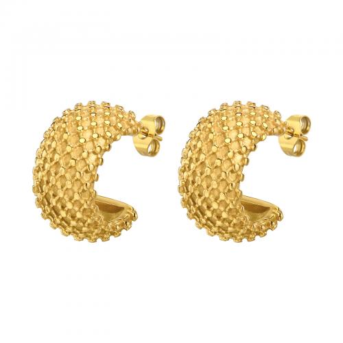 Roestvrij staal Stud Earrings, 304 roestvrij staal, gold plated, mode sieraden & voor vrouw, nikkel, lood en cadmium vrij, 21.10x11.40mm, Verkocht door pair